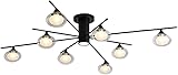  LHOONBB Lámpara de araña de 10 luces, lámpara colgante negra con globos de cristal, lámparas de techo clásicas para madre, compatibles con sala de estar, comedor, dormitorio, G9, lámpara de araña