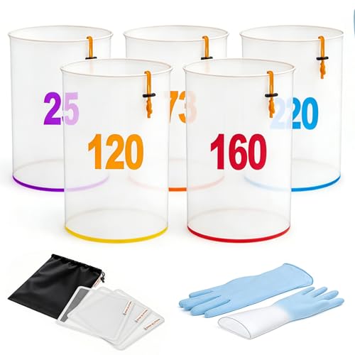 5 Gallonen Mesh Bubble Bags Schaumbeutel-Kit für Kräuterextraktion Professionelles Eiswasser-Extraktionsset Spider Farmer Bubble Bags mit Presssieb und Aufbewahrungstasche (25 to 220-Mikron)