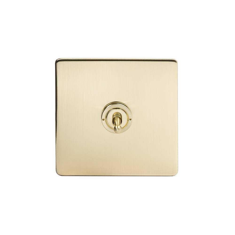 Soho Lighting Brushed Brass Gold 1 Gang Intermediate Toggle Switch Screwless