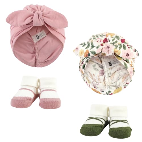 Image of Hudson Baby Infant Girls Turban and Socks Set, One Size