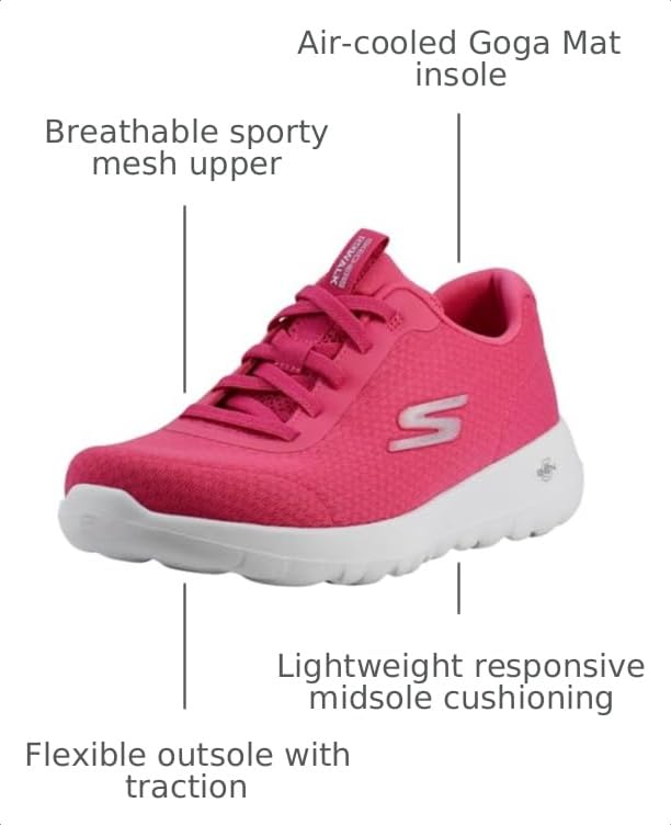 Image of Skechers Women's Go Walk Joy Ecstatic Sneaker | Air-Cooled Goga Mat Insole, 5GEN Cushioned Midsole, Machine Washable, Vegan, Elastic Bungee Laces