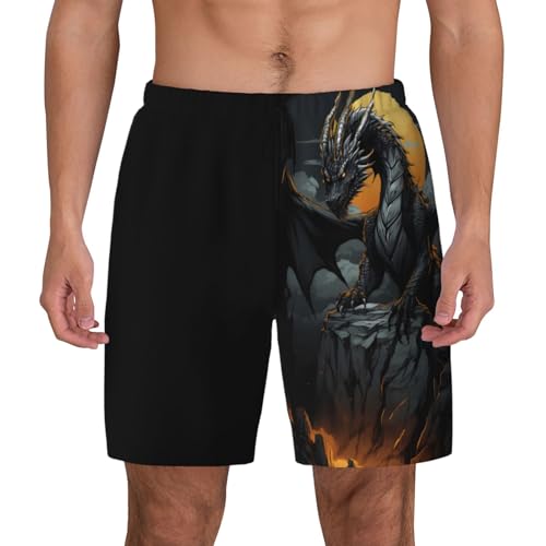 Full Moon Black Dragon Funny Men's Swim Trunks Board Shorts Quick Dry-