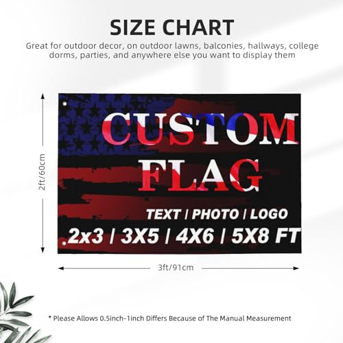 Custom Flag 2x3 Ft Double Sided 3 Ply For Outdoors - Design Your Own Logo/Photo/Picture/Text - Personalized Flags Room Wall Decoration - Customized Two Side Flags Banners Gift for Outside Indoor