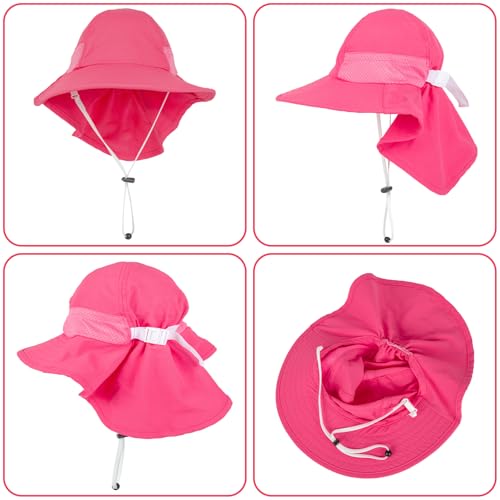Image of Toddler Baby Sun Hat Kids Summer Beach Essentials Adjustable Beach Hats with Bucket Wide Brim for Boys Girls Age 0-14 Years