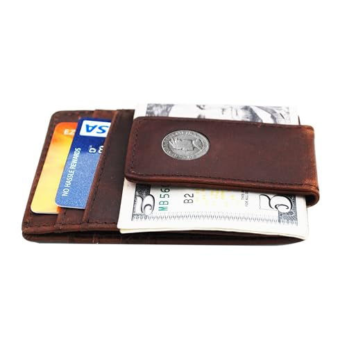 Authentic 1931~1958 Honduras 20 Centavos 90% Silver Coin Magnetic Money Clip and Wallet Combo New - Crazy Horse Water Buffalo Leather - Chief Lempira2