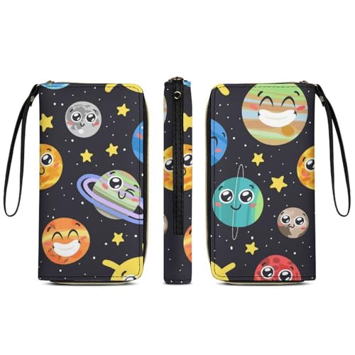 Solar System Space Star Portable Long Wallet for Women Men Zipped Travel Purse Credit Card Holder Coin Pouch3