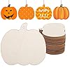50 PCS Pumpkin Wood Cutouts Unfinis...