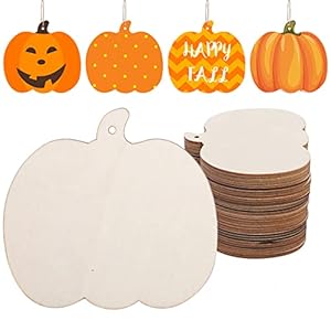 50 PCS Pumpkin Wood Cutouts Unfinis...