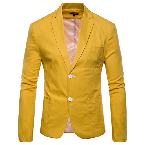 Mens Casual Cotton Blazer Sport Coat Vintage Blazer Suit Jacket Lightweight Business Jackets Slim Fit Suit Jackets