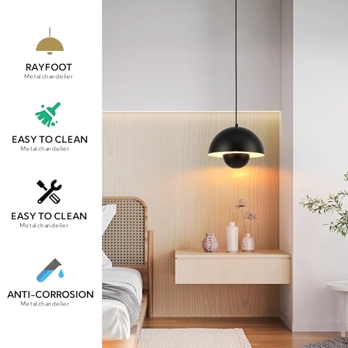 SUNLLOK Modern Flowerpot Pendant Light, Round Metal Pattern Mini Downward Dome Shade Ceiling Hanging Lamp - Image 3