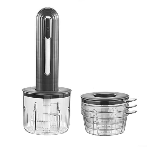 ZWEquipint Tritacarne elettrico piccolo tritacarne con 3 tazze per aglio, verdure, carne, salsa, funzionamento con un solo tocco, apparecchio da cucina compatto, nero (nero)