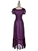 Anna-Kaci Renaissance Peasant Maiden Boho Inspired Cap Sleeve Lace Trim Maxi Dress, Purple, Small