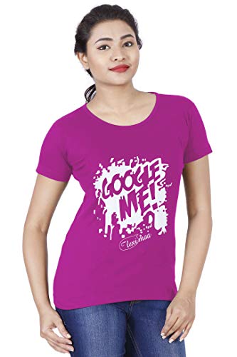 FLEXIMAA Women's Cotton Printed Round Neck Half Sleeve T-Shirt