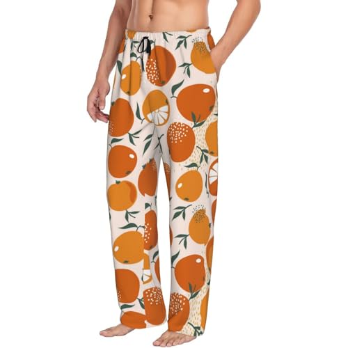 Cute Juicy Orange Mens Pj Pants,Soft Men Lounge Pants,Mens Pajama Pants Bottoms,Sleep Pants For Men