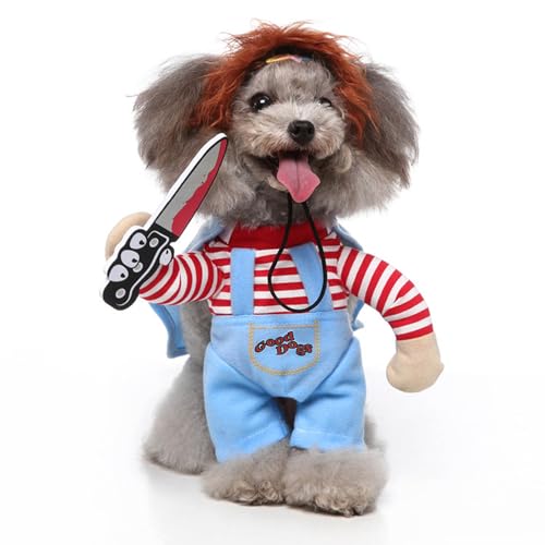 1 vêtement mortel pour chien, perruque et costume d'Halloween pour animal de compagnie, jeu de rôle, vêtements effrayants amusants pour animaux de compagnie – Image 5