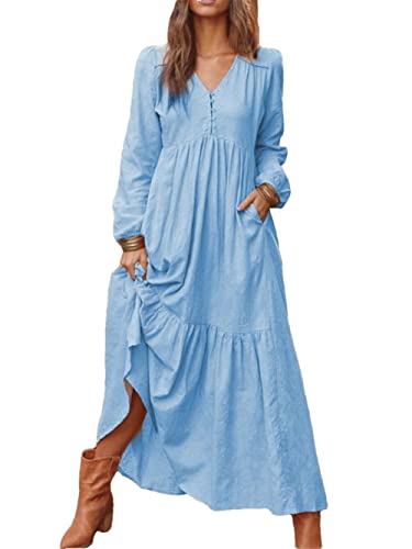 Robe longue sexy haut de gamme bleu ciel drapé raffiné en taille M