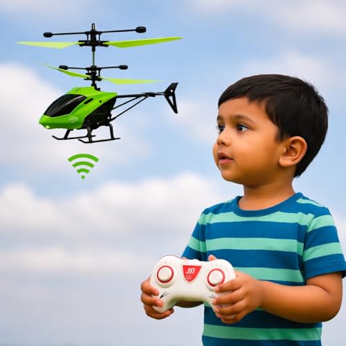 Image of RC Flying Helicopter Toy for Kids with Remote Control, USB Rechargeable Indoor Drone Helicopter for Boys & Girls (Colour as per Stock)
