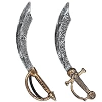 Pirate Sword, 2pcs 18\" Plastic Toy Sword Pirate Costume Accessories for Adult Halloween Cosplay Party Dress-Up Brown