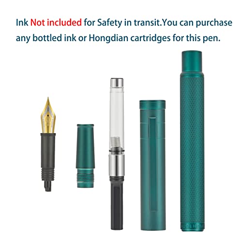Image of Hongdian 1851 Green Forest Fountain Pen Medium Nib, Classic Design with Converter and Metal Pen Case