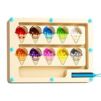 Magnetic Colour & Number Maze Toy, Wooden Sorting, Counting & Colour Matching Puzzle Board, Educational Fine Motor Skills Toys, Toddler Learning Gifts for Boys Girls