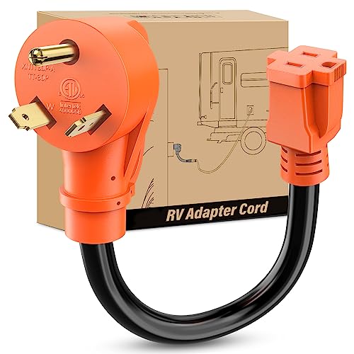 Image of Nilight RV Power Adapter Cord 30 Amp to 15 Amp Pure Copper Heavy Duty 10 Gauge Wire ETL Listed TT-30P to 5-15R 30M /15F Weatherproof Cord for RV Camper Caravan Van Trailer