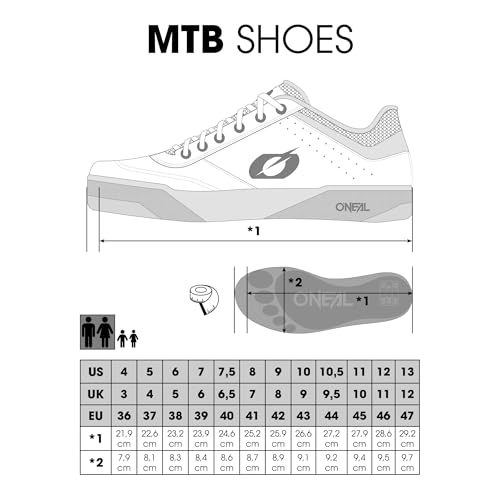 O'neal | Scarpe Da Mountain Bike | Mtb Mx | Vegan | Equilibrio Tra Grip E Riposizionamento Del Piede | Scarpa V.22 Con Pedale Piatto A Spillo | Adulto | Nero Grigio | 45 - 2