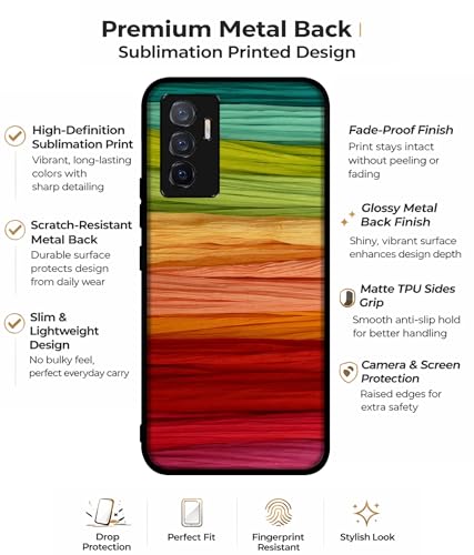 Image of Colorful Thread Design Premium 2D Printed Metal Back Case Cover for Vivo V23E 5G / Y75 4G
