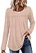 WIHOLL Plus Size Tops for Women Long Sleeve Shirts Tunic Tops to Wear with Leggings Crewneck Blouses Fall Anthropologie Clothes Apricot 3XL