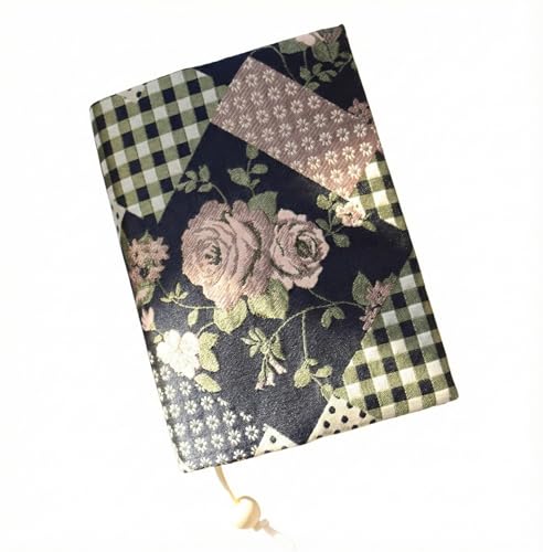Couverture de livre A6 réglable anti-corne en tissu jacquard texturé avec carnet inclus