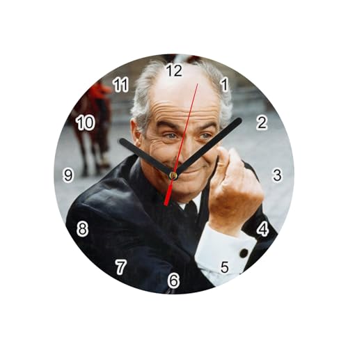 Fabulous Horloge Murale en Verre - Louis De Funès Acteur Français Photo de Star Célébrité Vieux Cinéma Original 4 Rabbi Jacob - Diamètre 20 cm - Blanc