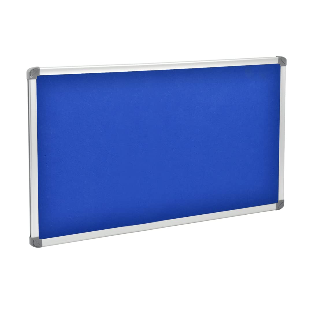 Danieli | Tablón de anuncios de fieltro azul 90 × 60 cm | Pizarra de fieltro azul con marco de aluminio | Tablero de notas de pared con fieltro, para fotos y avisos.
