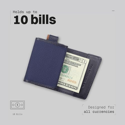 Image of The Frenchie Co. - Speed Wallet Mini - Mini Front Pocket Wallet - Ultra-Slim RFID Blocking Card Holder with Quick-Access Pull Tab - Ballistic Nylon and Full-Grain Italian Leather