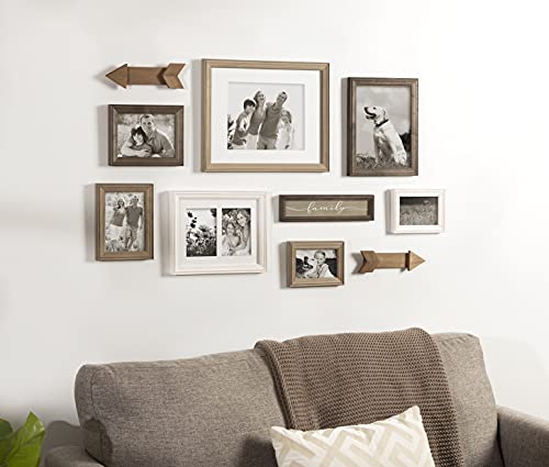 Image of Kate and Laurel Bordeaux Expressions Wall Decor Collection, Set of 10, Industrial Farmhouse Finishes, Assorted Size Frames and Decorative Wall Accents