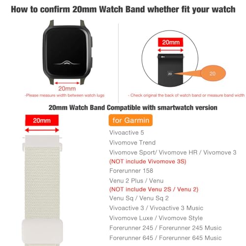 Correa de nylon para reloj Garmin Vivoactive 20mm miniatura 3