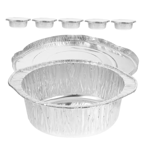 KALLORY 6個 使い捨てアルミ鍋 蓋付き バーベキュー調理用耐熱アルミホイルポット 軽量ポータブル キャンプ ピクニック用食品保温鍋