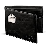 Claasico Men’s Bifold Wallet for Men – Genuine Leather RFID Wallet, Slim Billfold Cardholder w/ID Window – Gift Box Included