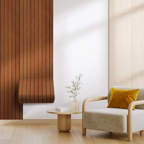 WADILE PVC Wood Grain Panels for Wall, 5.2 M Soundproof Wall Panels for Wall Paneling, 3D Wall Panels for Interior Decor, Cover 2.08 ㎡ Dark Brown