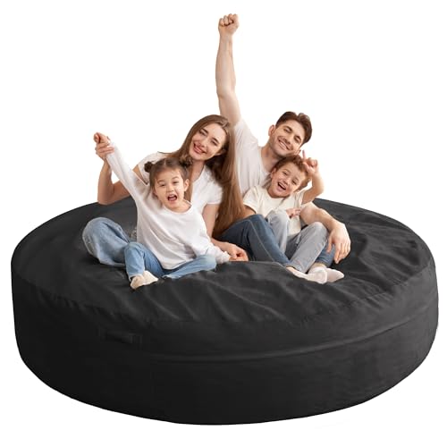 HABUTWAY XX-Large Bean Bag Chair: Giant 7' Memory Foam Furniture Bean Bag Chairs for Adults with Microfiber Cover 7Ft (Black)