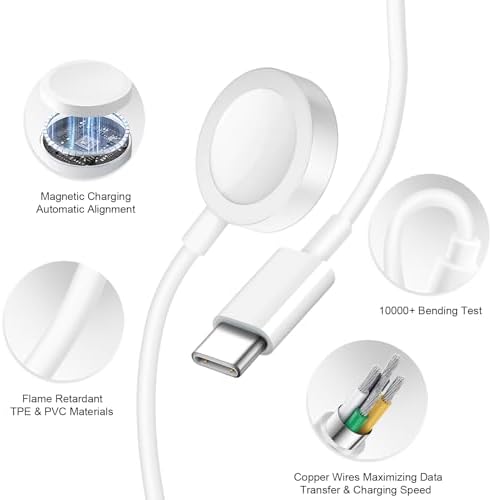 Fast Charger for Apple Watch Charger 6FT Wireless Long Cord with USBC Block — view 6