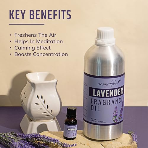 Image of Aromahpure Lavender Aroma Oil | 1 Liter Undiluted & Natural | Long-Lasting Scent for Aromatherapy, Candle & Soap Making, Diffusers, Room Freshener, Humidifier, Bathroom Revitalizer & Home Essentials
