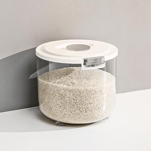 Image of KAYTOS Rice Storage Container | Air Tight Transparent Bpa Free Plastic Containers | Dal Pulses Cereal & Flour Airtight Lock Dispenser Box | Large & Big Size Modular Home Organizer (Small - Barrel)