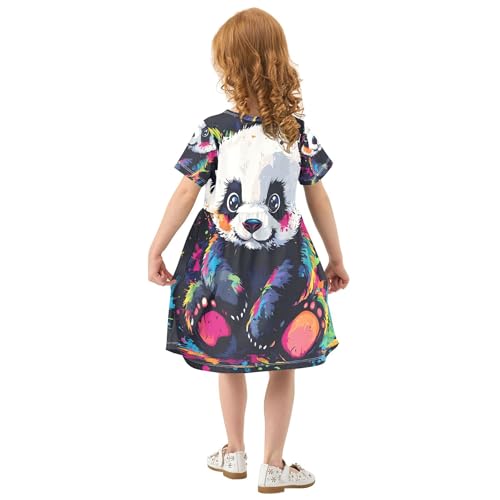 Cute Panda Tie Dye Black Toddler Girls Dresses 2t Summer Clothes Kids Western Dress Little Girl3