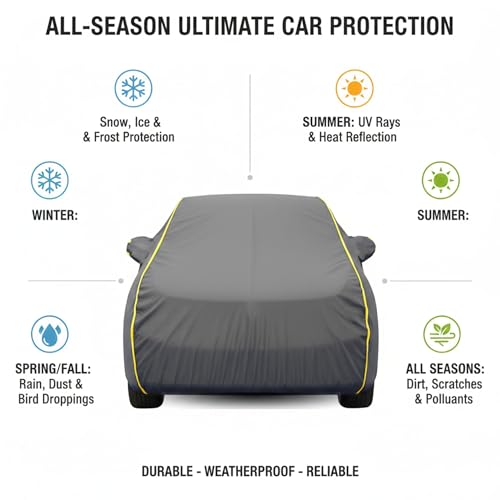 Image of Kayme Compatible with Grey Citron c3 Car Cover Waterproof Car Body Cover for All Weather Proof & Full Bottom Elastic, Triple Stitching with 100% Nail Proof Cover