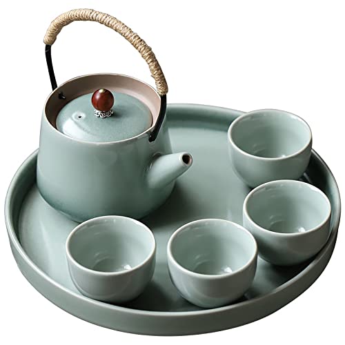 Conjunto de servicio de té Pote de té grande de cerámica, tazas de té de 6 piezas con bandeja - tetera moderna, tazas de…