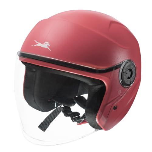 Image of TVS ACE ISI Certified Open face Unisex Helmet with Full Coverage Visor Available in 8 Colors | Lightweight Comfort-Fit Microfiber Liner Equipped with Quick Release Chin Strap