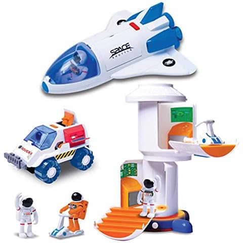 ASTRO VENTURE Space Playset - Toy Space Shuttle, Space Station & Space Rover with Lights and Sound & 2 Astronaut Figurine Toys for Boys and Girls Cover