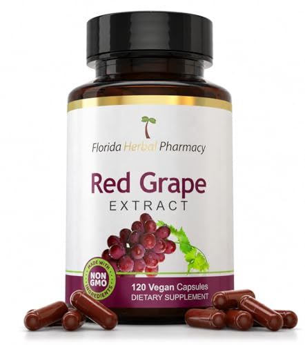 Florida Herbal Pharmacy, RED Grape Extract Supplement Capsules 10:1 (120 Capsules), Two Months Supply