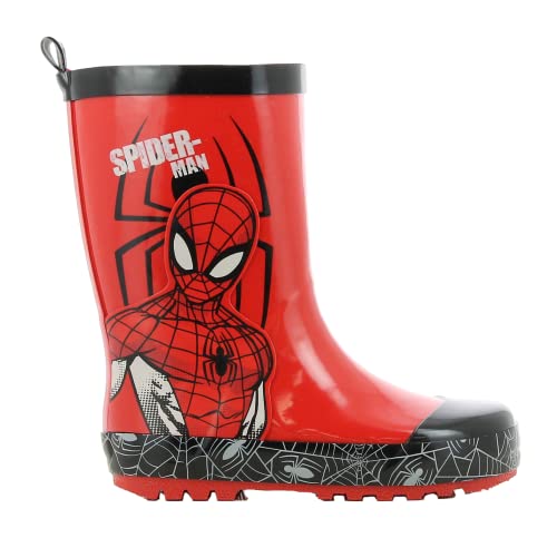 MARVEL SPIDERMAN Bottes de Pluie Enfant d’Age 2 à 6 Ans, Botte en Caoutchouc Garçon et Fille 27 EU, Chaussure Rouge Confortables Avec Avenger Spider Man, Idéal pour les Promenades par Temps Pluvieux