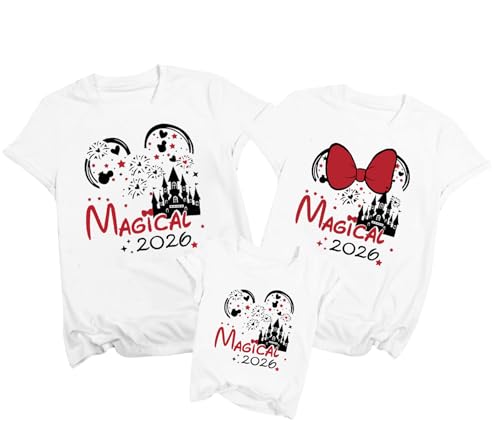 LUKYCILD Family Matching Shirts 2026 Mom and Mini Cute Family Vacation Trip T-Shirt Summer Cartoon...