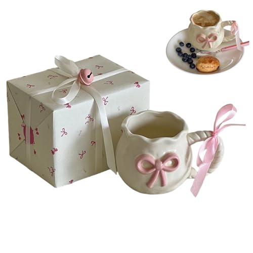 Tasse en céramique avec nœud élégant pour embellir vos pauses café au bureau